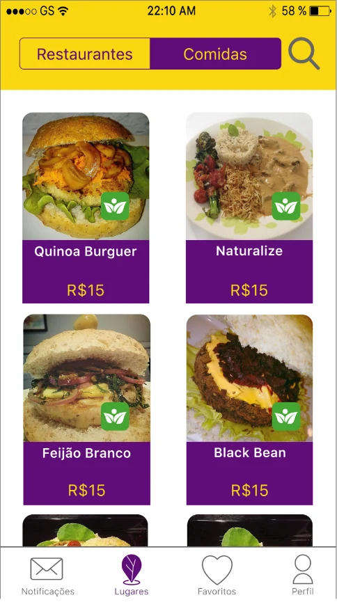 Lista de restaurantes abertos e fechados no protótipo VegAM